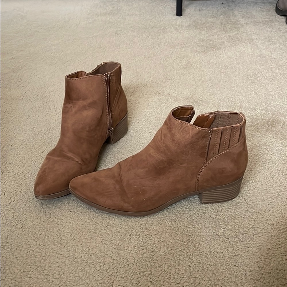 American Rag Brown Ankle Booties with Suede Finish